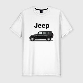 Мужская футболка хлопок Slim с принтом Jeep Wrangler в Новосибирске, 92% хлопок, 8% лайкра | приталенный силуэт, круглый вырез ворота, длина до линии бедра, короткий рукав | america | avto | car | v8 | машина | скорость