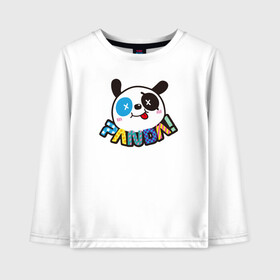 Детский лонгслив хлопок с принтом Панда в Новосибирске, 100% хлопок | круглый вырез горловины, полуприлегающий силуэт, длина до линии бедер | Тематика изображения на принте: crazy panda | panda | безумная панда | безумная пандочка | веселая панда | весёлая пандочка | панда | пандочка