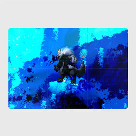 Магнитный плакат 3Х2 с принтом Фенрир в Новосибирске, Полимерный материал с магнитным слоем | 6 деталей размером 9*9 см | predator | scratch | snow | snowdrift | winter | wolf | волк | зима | снег | сугроб | хищник | царапина