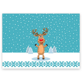 Поздравительная открытка с принтом Иди, обниму! - Рудольф в Новосибирске, 100% бумага | плотность бумаги 280 г/м2, матовая, на обратной стороне линовка и место для марки
 | 2021 | new year | деда мороза | зима | к нам приходит | клауса | костюм | новогодний | новый год | праздник | рога | рождество | рудольф | санты | снег | снежинки | снежок | узоры | холодно