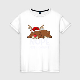 Женская футболка хлопок с принтом Рождественский Олень в Новосибирске, 100% хлопок | прямой крой, круглый вырез горловины, длина до линии бедер, слегка спущенное плечо | 2021 | 21 | 2k21 | 2к21 | chrystmas | deer | marry | new | nope | santa | snow | xmas | year | год | годом | дед | елка | елки | клаус | лес | мороз | настроение | новогоднее | новогоднему | новый | новым | олень | по | рождество | с | санта | снег
