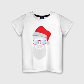 Детская футболка хлопок с принтом Santa Hipster в Новосибирске, 100% хлопок | круглый вырез горловины, полуприлегающий силуэт, длина до линии бедер | 100 | alter | bad | beard | boy | christmas | dead | death | ego | head | hipster | klaus | life | marry | new | old | omg | real | retro | santa | skull | year | борода | бородач | бро | год | дед | мороз | на | новый | ретро | санта | сти