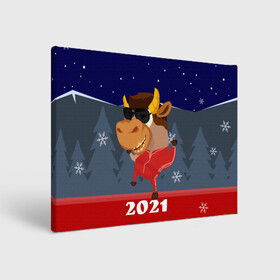 Холст прямоугольный с принтом Бычара 2021 в Новосибирске, 100% ПВХ |  | Тематика изображения на принте: 2021 | 7 января | bull | newyear | santa | бык | быки | бычок | год быка | дед мороз | корова | новогодние каникулы | новогодние праздники | новый 2021 | новый год | новый год 2021 | рождество | сани | санта | санта клаус