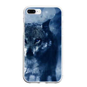 Чехол для iPhone 7Plus/8 Plus матовый с принтом Красивый волк в Новосибирске, Силикон | Область печати: задняя сторона чехла, без боковых панелей | wolf | ауф | волк | волчонок | зима | синеглазый волк