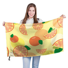 Флаг 3D с принтом Апельсиновый летний узор в Новосибирске, 100% полиэстер | плотность ткани — 95 г/м2, размер — 67 х 109 см. Принт наносится с одной стороны | апельсин | апельсиновый | летний | оранжевый | паттерн | узор | фруктовый