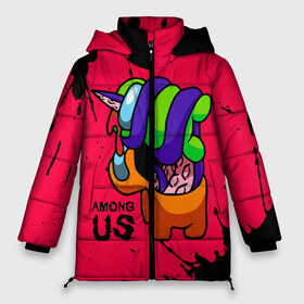 Женская зимняя куртка 3D с принтом AMONG US - ORANGE & GREEN в Новосибирске, верх — 100% полиэстер; подкладка — 100% полиэстер; утеплитель — 100% полиэстер | длина ниже бедра, силуэт Оверсайз. Есть воротник-стойка, отстегивающийся капюшон и ветрозащитная планка. 

Боковые карманы с листочкой на кнопках и внутренний карман на молнии | among | among us | amongus | crewmate | game | games | imposter | impostor | logo | monster | sabotage | shhh | амонг | амонг ас | амонгас | игра | игры | импостер | космос | крюмейт | лого | логотип | логотипы | монстр | саботаж | символ | сим