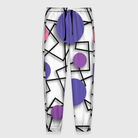 Мужские брюки 3D с принтом Геометрический узор в Новосибирске, 100% полиэстер | манжеты по низу, эластичный пояс регулируется шнурком, по бокам два кармана без застежек, внутренняя часть кармана из мелкой сетки | 3д эффект | графика | квадраты | объемные фигуры | разноцветные круги