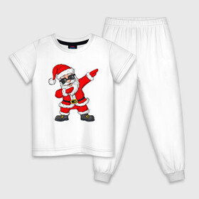 Детская пижама хлопок с принтом Dabing Santa в Новосибирске, 100% хлопок |  брюки и футболка прямого кроя, без карманов, на брюках мягкая резинка на поясе и по низу штанин
 | Тематика изображения на принте: 2021 | 21 | 2k21 | 2к21 | chrystmas | dab | dabbing | dabing | dance | marry | new | santa | snow | xmas | year | год | годом | даб | даббинг | дабинг | дед | елка | елки | клаус | лес | мороз | настроение | новогоднее | новогоднему | новый | новым | по |