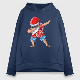 Женское худи Oversize хлопок с принтом Dabing Santa в Новосибирске, френч-терри — 70% хлопок, 30% полиэстер. Мягкий теплый начес внутри —100% хлопок | боковые карманы, эластичные манжеты и нижняя кромка, капюшон на магнитной кнопке | Тематика изображения на принте: 