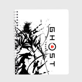 Тетрадь с принтом Ghost of Tsushima в Новосибирске, 100% бумага | 48 листов, плотность листов — 60 г/м2, плотность картонной обложки — 250 г/м2. Листы скреплены сбоку удобной пружинной спиралью. Уголки страниц и обложки скругленные. Цвет линий — светло-серый
 | Тематика изображения на принте: ghost of tsushima | samurai | игры | призрак цусимы | самурай | япония