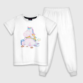 Детская пижама хлопок с принтом Хрум в Новосибирске, 100% хлопок |  брюки и футболка прямого кроя, без карманов, на брюках мягкая резинка на поясе и по низу штанин
 | Тематика изображения на принте: арт | графика | единорог | пони | фэнтази