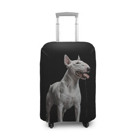 Чехол для чемодана 3D с принтом Bully в Новосибирске, 86% полиэфир, 14% спандекс | двустороннее нанесение принта, прорези для ручек и колес | bull terrier | dog | ears | eyes | fangs | jaw | muzzle | paws | saliva | tongue | бультерьер | глаза | клыки | лапы | нос | пасть | слюна | собака | уши | язык