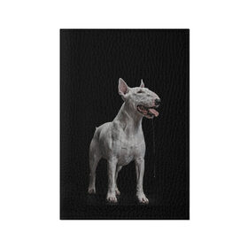 Обложка для паспорта матовая кожа с принтом Bully в Новосибирске, натуральная матовая кожа | размер 19,3 х 13,7 см; прозрачные пластиковые крепления | bull terrier | dog | ears | eyes | fangs | jaw | muzzle | paws | saliva | tongue | бультерьер | глаза | клыки | лапы | нос | пасть | слюна | собака | уши | язык