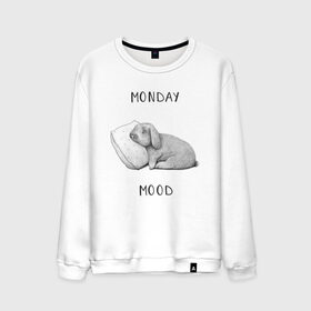 Мужской свитшот хлопок с принтом Monday Mood в Новосибирске, 100% хлопок |  | dream | monday | mood | rabbit | sleep | заяц | кролик | понедельник | работа | сон | спать