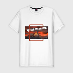 Мужская футболка хлопок Slim с принтом Splash Mountain в Новосибирске, 92% хлопок, 8% лайкра | приталенный силуэт, круглый вырез ворота, длина до линии бедра, короткий рукав | Тематика изображения на принте: splash mountain | гора | игра | игрок | пейзаж | туризм