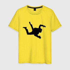Мужская футболка хлопок с принтом Парашютист в Новосибирске, 100% хлопок | прямой крой, круглый вырез горловины, длина до линии бедер, слегка спущенное плечо. | небо | параплан | парашютист | парашютный спорт | полёт