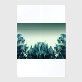 Магнитный плакат 2Х3 с принтом акварельный лес градиент в Новосибирске, Полимерный материал с магнитным слоем | 6 деталей размером 9*9 см | акварель | горы | деревья | дымка | ели | лес | нрадиент | олень | отражение | природа | рисунок | силуэты