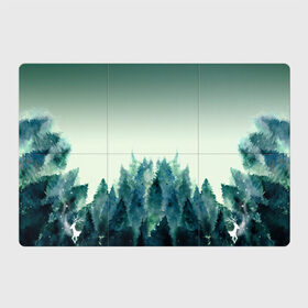 Магнитный плакат 3Х2 с принтом акварельный лес градиент в Новосибирске, Полимерный материал с магнитным слоем | 6 деталей размером 9*9 см | акварель | горы | деревья | дымка | ели | лес | нрадиент | олень | отражение | природа | рисунок | силуэты