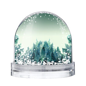Снежный шар с принтом акварельный лес градиент в Новосибирске, Пластик | Изображение внутри шара печатается на глянцевой фотобумаге с двух сторон | акварель | горы | деревья | дымка | ели | лес | нрадиент | олень | отражение | природа | рисунок | силуэты