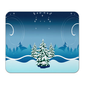 Коврик для мышки прямоугольный с принтом Зимние ели под снегом арт в Новосибирске, натуральный каучук | размер 230 х 185 мм; запечатка лицевой стороны | арт | графика | ели | елки | звезды | зима | лес | мороз | праздники | природа | рисунок | снег | снежок