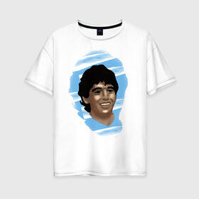 Женская футболка хлопок Oversize с принтом Diego Maradona в Новосибирске, 100% хлопок | свободный крой, круглый ворот, спущенный рукав, длина до линии бедер
 | diego maradona | football | диего марадона | матч | первенство | футбол | чемпионат