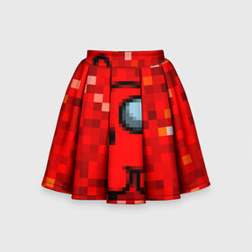 Детская юбка-солнце 3D с принтом Pixel Among Us в Новосибирске, 100% полиэстер | Эластичный пояс, крупные складки | among us | impostor | mem | pixel | red | амонг ас | вопрос | вопросительный знак | знак вопроса | импостер | импостор | космический | космонавт | мемы | персонажи игр | пиксельный | предатель | пришелец | самозванец