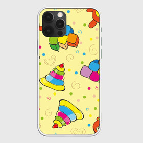Чехол для iPhone 12 Pro Max с принтом Детские игрушки в Новосибирске, Силикон |  | детский | для ребенка | дочь | желтый | игрушки | красочный | милый | мишка | пирамидка | принт | рисованный | сын | узор | яркий