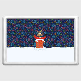 Магнит 45*70 с принтом Санта в Трубе в Новосибирске, Пластик | Размер: 78*52 мм; Размер печати: 70*45 | christmas | merry christmas | дед мороз | ёлка | зима | мороз | новый год | подарок | праздник | рождество | с новым годом | санта клаус | снегурочка | снежинки