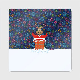 Магнит виниловый Квадрат с принтом Санта в Трубе в Новосибирске, полимерный материал с магнитным слоем | размер 9*9 см, закругленные углы | christmas | merry christmas | дед мороз | ёлка | зима | мороз | новый год | подарок | праздник | рождество | с новым годом | санта клаус | снегурочка | снежинки