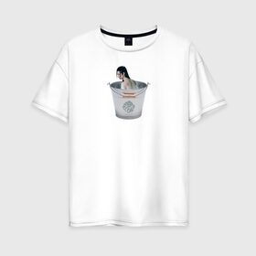Женская футболка хлопок Oversize с принтом Лань Чжань в ведерке в Новосибирске, 100% хлопок | свободный крой, круглый ворот, спущенный рукав, длина до линии бедер
 | ванцзи | ведро | гусу | магистр дьявольского культа | неукротимый | юмор