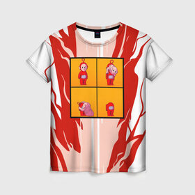 Женская футболка 3D с принтом AMONG US \ АМОНГ АС в Новосибирске, 100% полиэфир ( синтетическое хлопкоподобное полотно) | прямой крой, круглый вырез горловины, длина до линии бедер | among us | there is impostor among us | амонг ас | красный | телепузик