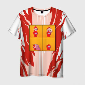 Мужская футболка 3D с принтом AMONG US \ АМОНГ АС в Новосибирске, 100% полиэфир | прямой крой, круглый вырез горловины, длина до линии бедер | among us | there is impostor among us | амонг ас | красный | телепузик