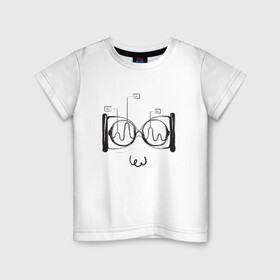 Детская футболка хлопок с принтом Absurd 2 в Новосибирске, 100% хлопок | круглый вырез горловины, полуприлегающий силуэт, длина до линии бедер | абстрактный | геометрия | круги | лицо | очки | песочные часы | черно белый