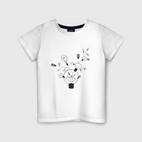 Детская футболка хлопок с принтом Absurd 3 в Новосибирске, 100% хлопок | круглый вырез горловины, полуприлегающий силуэт, длина до линии бедер | абстрактный | геометрия | идея | иллюстрация | лампочки | мысль | рисунок | черно белый