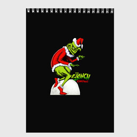 Скетчбук с принтом Grinch X-mas в Новосибирске, 100% бумага
 | 48 листов, плотность листов — 100 г/м2, плотность картонной обложки — 250 г/м2. Листы скреплены сверху удобной пружинной спиралью | Тематика изображения на принте: claus | grinch | happy new year | merry christmas | santa | snowman | x mas | гринч | дед мороз | елка | клаус | новый год | рождество | с новым годом | санта | снеговик