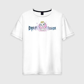 Женская футболка хлопок Oversize с принтом Диана Астер DREAMTEAM HOUSE в Новосибирске, 100% хлопок | свободный крой, круглый ворот, спущенный рукав, длина до линии бедер
 | dreamteam | dreamteamhouse | tiktok | блогер | диана астер | дримтим | тикток