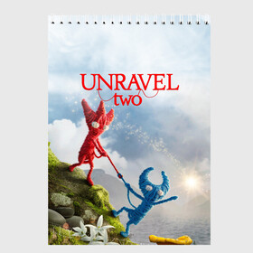 Скетчбук с принтом Unravel Two (Z) в Новосибирске, 100% бумага
 | 48 листов, плотность листов — 100 г/м2, плотность картонной обложки — 250 г/м2. Листы скреплены сверху удобной пружинной спиралью | coldwood interactive | unravel | unravel two | головоломка | красная пряжа | распутать | семейная игра | ярни