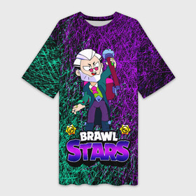 Платье-футболка 3D с принтом Brawl Stars Byron в Новосибирске,  |  | brawl stars | byron | byron brawl stars | crow | edgar | kolett | leon | sandy | spike | sprout | surge | байрон | биби | боец | бравл старс | бравлер | вольт | герои | девочкам | детям | колетт | леон | логотипы игр | мальчикам | перс