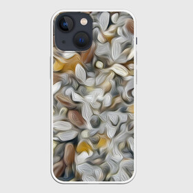 Чехол для iPhone 13 mini с принтом желто серый каменный узор в Новосибирске,  |  | abstraction | pebbles | stones | texture | абстракция | галька | камни | мазки | текстура