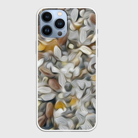 Чехол для iPhone 13 Pro Max с принтом желто серый каменный узор в Новосибирске,  |  | abstraction | pebbles | stones | texture | абстракция | галька | камни | мазки | текстура