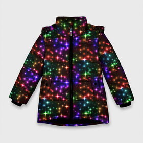 Зимняя куртка для девочек 3D с принтом Разноцветное Сияние в Новосибирске, ткань верха — 100% полиэстер; подклад — 100% полиэстер, утеплитель — 100% полиэстер. | длина ниже бедра, удлиненная спинка, воротник стойка и отстегивающийся капюшон. Есть боковые карманы с листочкой на кнопках, утяжки по низу изделия и внутренний карман на молнии. 

Предусмотрены светоотражающий принт на спинке, радужный светоотражающий элемент на пуллере молнии и на резинке для утяжки. | christmas | merry christmas | дед мороз | ёлка | елочные шары | игрушки | новый год | подарок | праздник | рождество | с новым годом | санта клаус | снежинки | украшения
