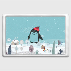 Магнит 45*70 с принтом Милый пингвин в Новосибирске, Пластик | Размер: 78*52 мм; Размер печати: 70*45 | 2021 | 7 января | bull | newyear | santa | бык | быки | бычок | год быка | дед мороз | корова | новогодние каникулы | новогодние праздники | новый 2021 | новый год | новый год 2021 | рождество | сани | санта | санта клаус