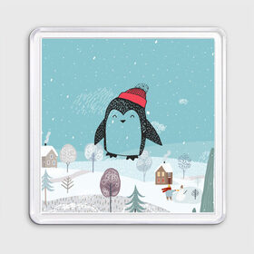 Магнит 55*55 с принтом Милый пингвин в Новосибирске, Пластик | Размер: 65*65 мм; Размер печати: 55*55 мм | 2021 | 7 января | bull | newyear | santa | бык | быки | бычок | год быка | дед мороз | корова | новогодние каникулы | новогодние праздники | новый 2021 | новый год | новый год 2021 | рождество | сани | санта | санта клаус