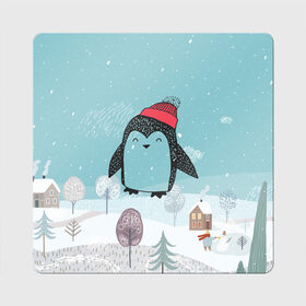 Магнит виниловый Квадрат с принтом Милый пингвин в Новосибирске, полимерный материал с магнитным слоем | размер 9*9 см, закругленные углы | 2021 | 7 января | bull | newyear | santa | бык | быки | бычок | год быка | дед мороз | корова | новогодние каникулы | новогодние праздники | новый 2021 | новый год | новый год 2021 | рождество | сани | санта | санта клаус