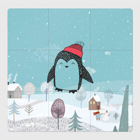 Магнитный плакат 3Х3 с принтом Милый пингвин в Новосибирске, Полимерный материал с магнитным слоем | 9 деталей размером 9*9 см | 2021 | 7 января | bull | newyear | santa | бык | быки | бычок | год быка | дед мороз | корова | новогодние каникулы | новогодние праздники | новый 2021 | новый год | новый год 2021 | рождество | сани | санта | санта клаус
