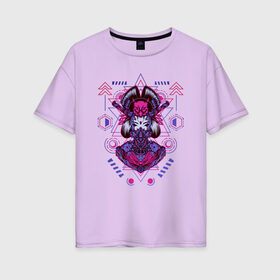 Женская футболка хлопок Oversize с принтом Geisha в Новосибирске, 100% хлопок | свободный крой, круглый ворот, спущенный рукав, длина до линии бедер
 | art | brutal | cool | cute | cyber | cybergirl | devil | geisha | geometry | girl | japan | katana | kawai | mask | mecha | robot | sacred | samurai | арт | ветор | геометрические | голова | девушка | кавай | катана | кибер | киборг | маска | маха