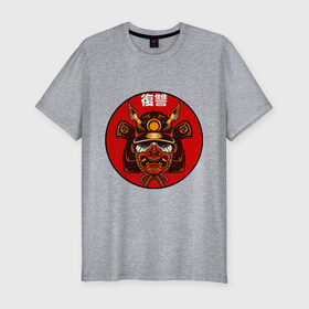 Мужская футболка хлопок Slim с принтом Samurai в Новосибирске, 92% хлопок, 8% лайкра | приталенный силуэт, круглый вырез ворота, длина до линии бедра, короткий рукав | art | japan | pop art | samurai | yakudza | арт | поп арт | самурай | якудза | япония | японский стиль