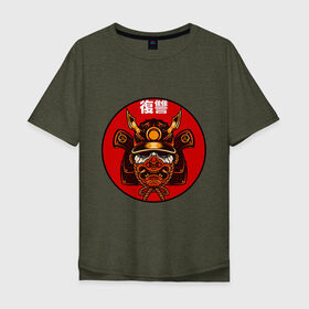Мужская футболка хлопок Oversize с принтом Samurai в Новосибирске, 100% хлопок | свободный крой, круглый ворот, “спинка” длиннее передней части | art | japan | pop art | samurai | yakudza | арт | поп арт | самурай | якудза | япония | японский стиль