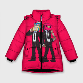 Зимняя куртка для девочек 3D с принтом Hazel & Cha-cha в Новосибирске, ткань верха — 100% полиэстер; подклад — 100% полиэстер, утеплитель — 100% полиэстер. | длина ниже бедра, удлиненная спинка, воротник стойка и отстегивающийся капюшон. Есть боковые карманы с листочкой на кнопках, утяжки по низу изделия и внутренний карман на молнии. 

Предусмотрены светоотражающий принт на спинке, радужный светоотражающий элемент на пуллере молнии и на резинке для утяжки. | 5 | academy umbrella | cha cha | diego | hazel | klaus | vanya | академия амбрелла | ваня харгривз | диего | пятый | харгривз | хейзел | хейзел и чача | чача