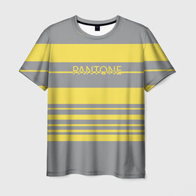 Мужская футболка 3D с принтом Pantone 2021 в Новосибирске, 100% полиэфир | прямой крой, круглый вырез горловины, длина до линии бедер | 2021 | color 2021 | illuminating | pantone | ultimate grey | желтый | золотой | минимализм | пантон | полосы | популярный цвет | серый | ультимэйт грэй | цвет 2021